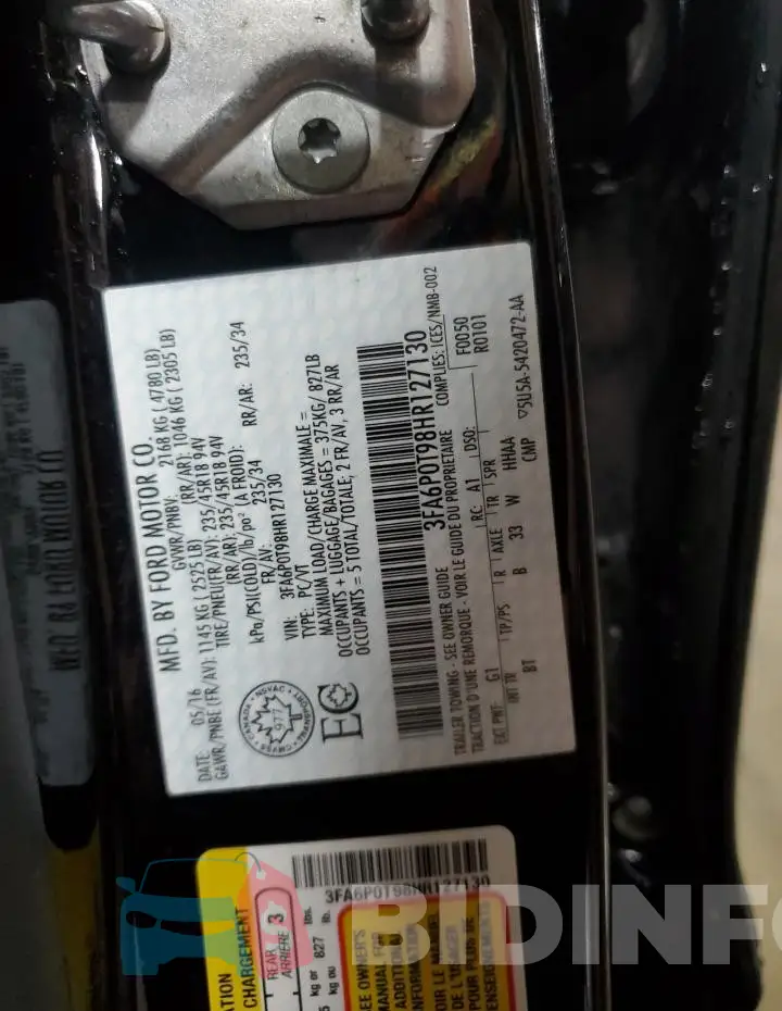 3FA6P0T98HR127130 Photo# 12
