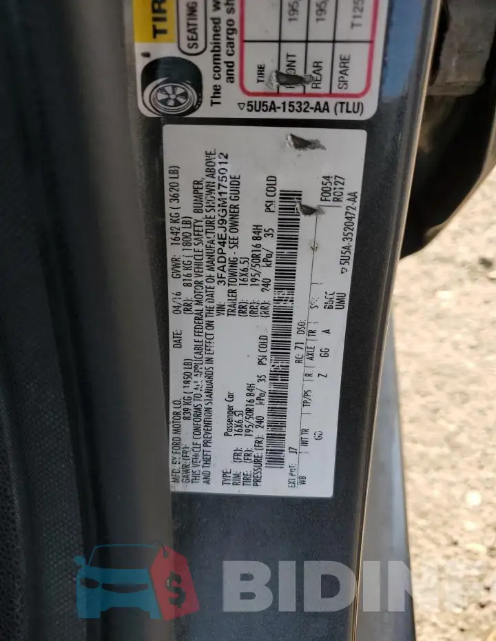 3FADP4EJ9GM175012 Photo# 12