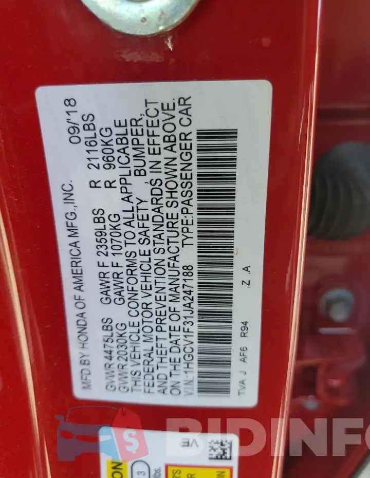 1HGCV1F31JA247188 Photo# 13
