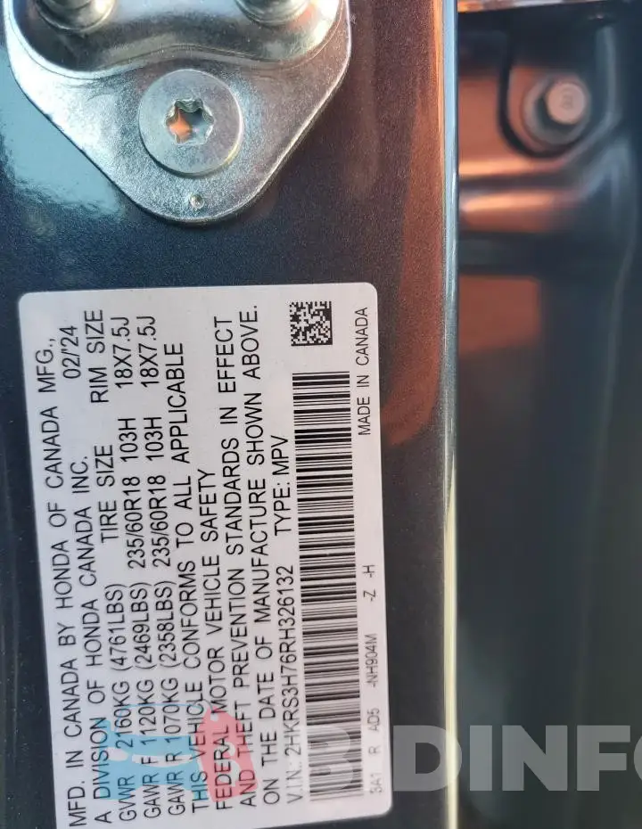 2HKRS3H76RH326132 Photo# 13