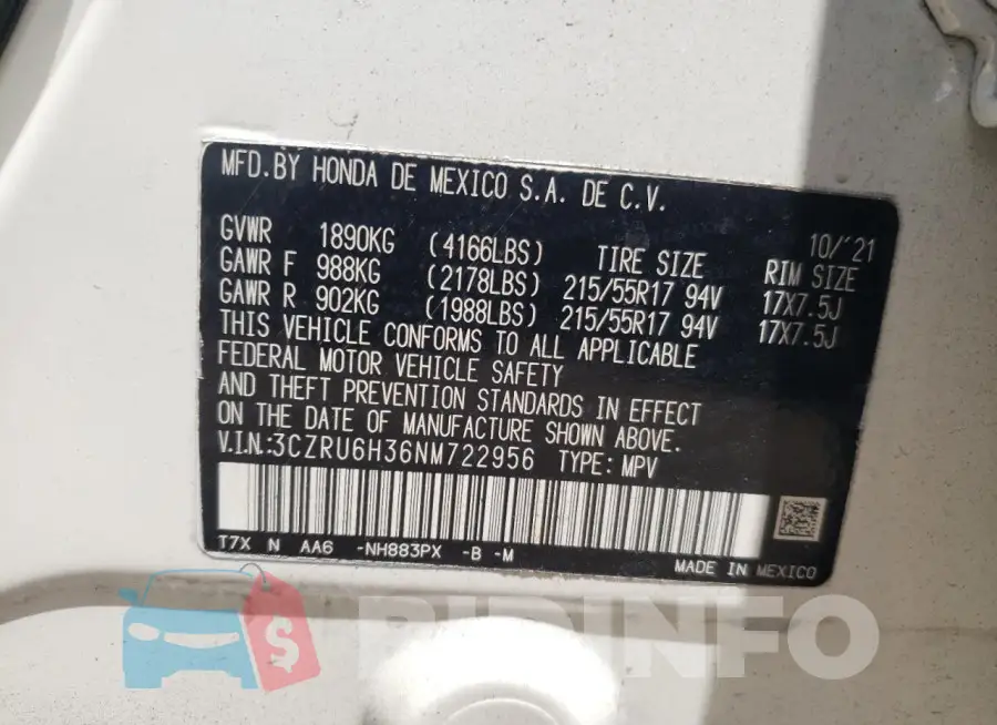 3CZRU6H36NM722956 Photo# 12