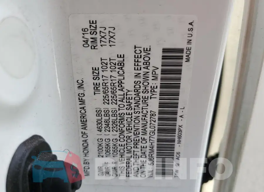 5J6RM4H77GL072787 Photo# 14
