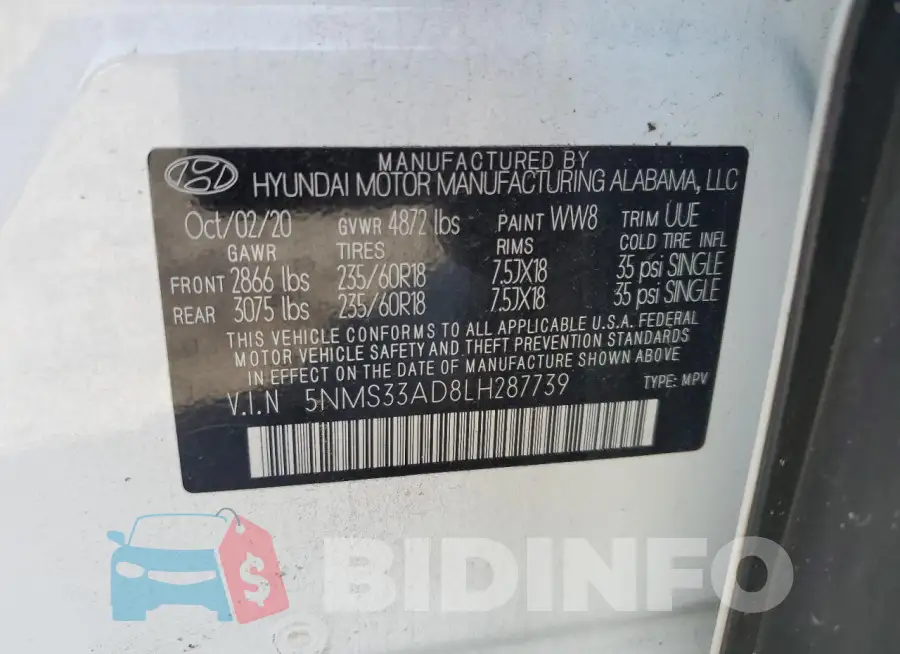 5NMS33AD8LH287739 Photo# 13