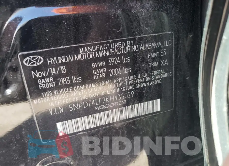 5NPD74LF2KH435029 Photo# 13
