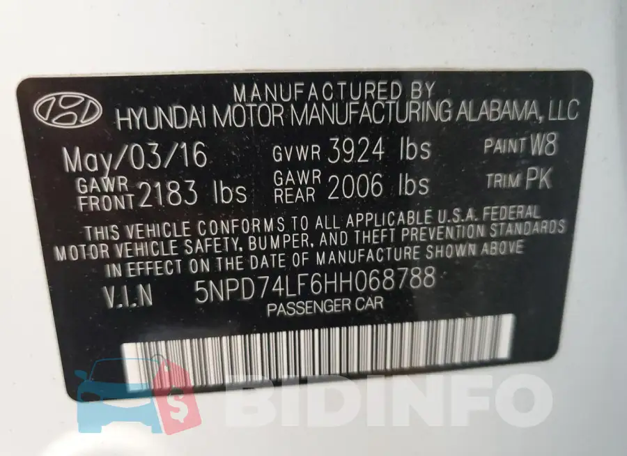 5NPD74LF6HH068788 Photo# 12
