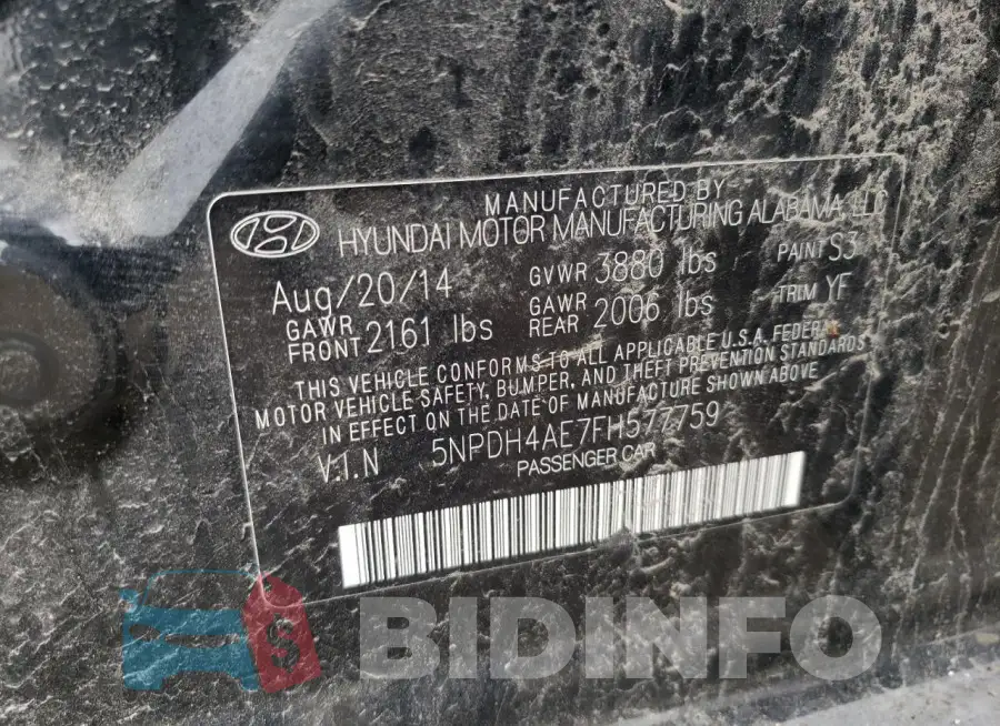 5NPDH4AE7FH577759 Photo# 12