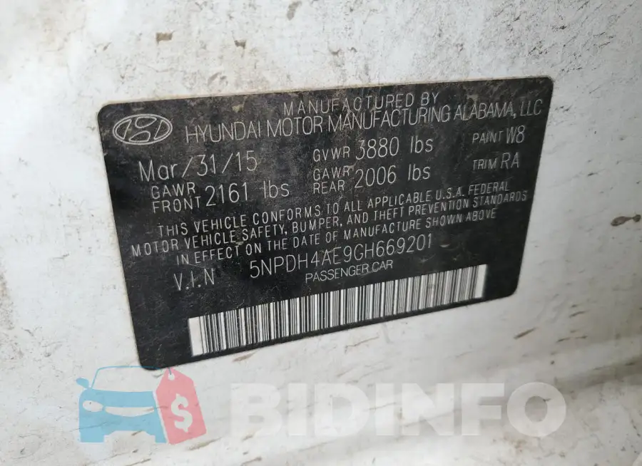 5NPDH4AE9GH669201 Photo# 13