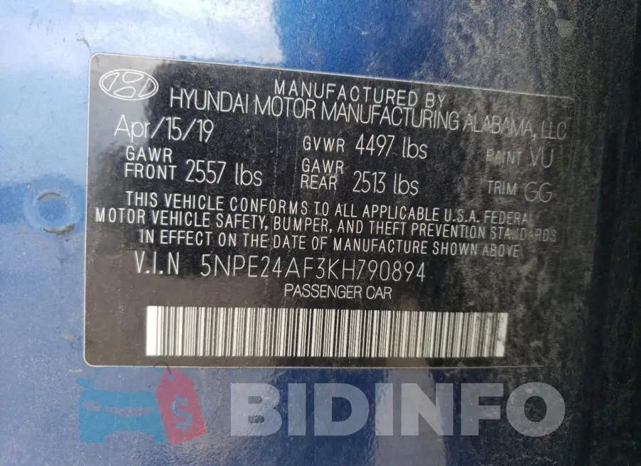 5NPE24AF3KH790894 Photo# 13