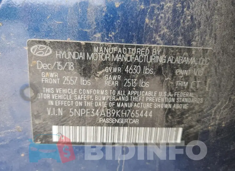 5NPE34AB9KH765444 Photo# 12