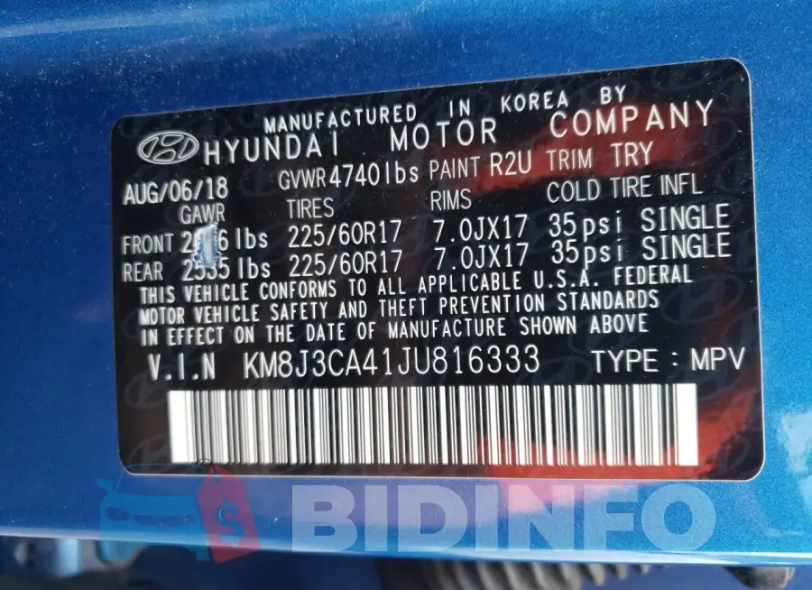 KM8J3CA41JU816333 Photo# 13