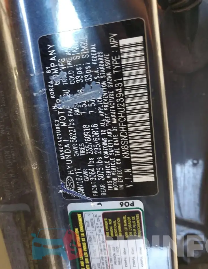 KM8SNDHF0HU239431 Photo# 13