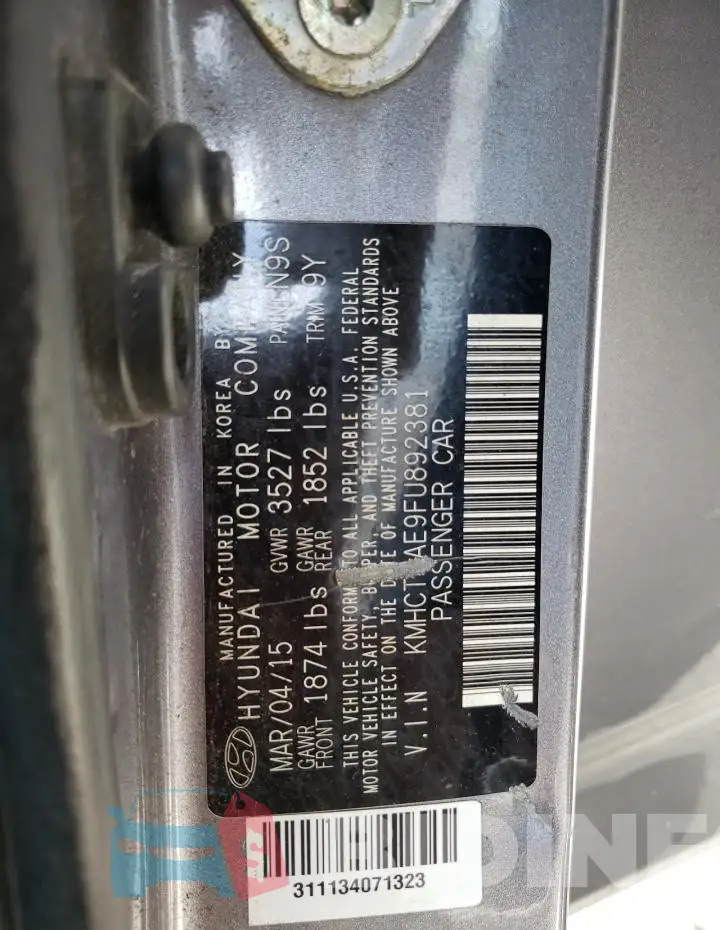 KMHCT4AE9FU892381 Photo# 12