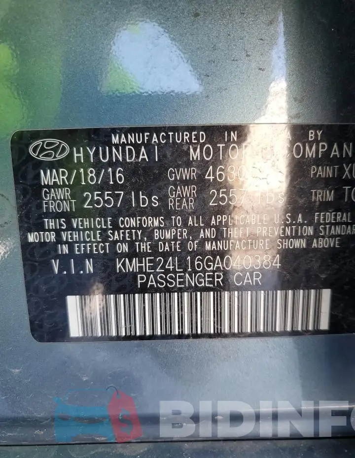 KMHE24L16GA040384 Photo# 12