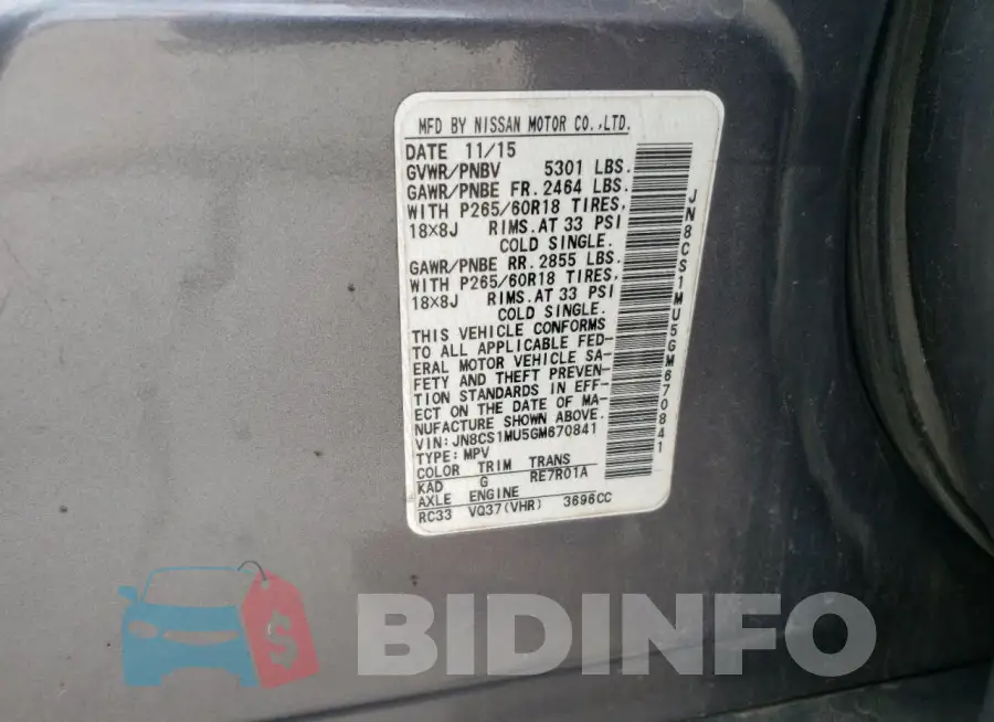 JN8CS1MU5GM670841 Photo# 12