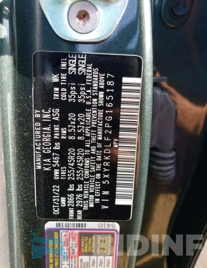 5XYRKDLF2PG165187 Photo# 14