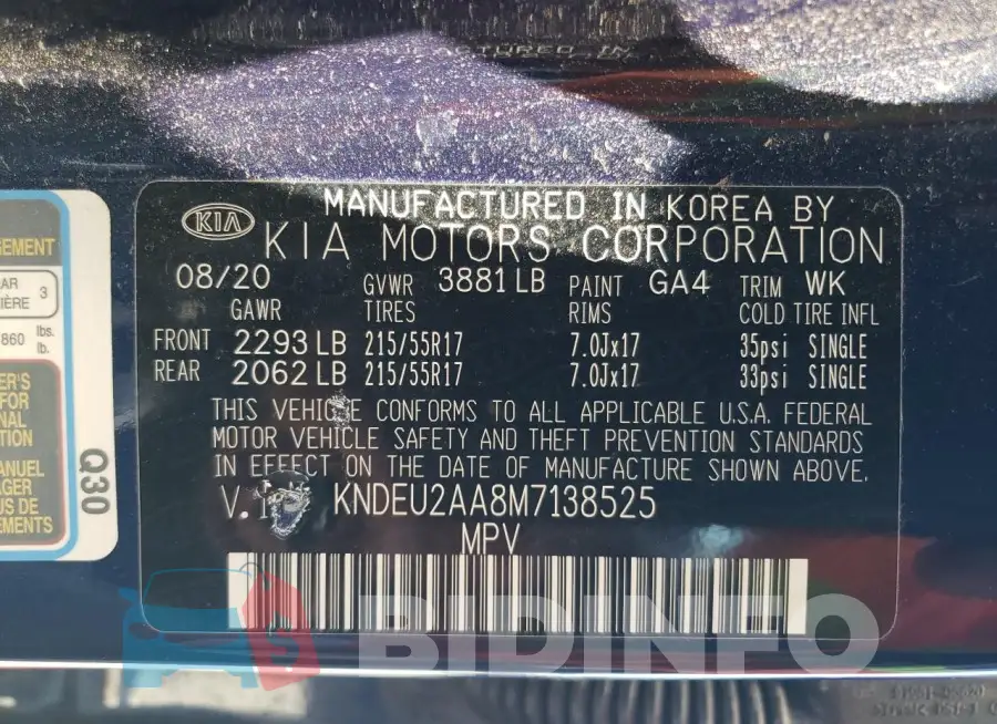 KNDEU2AA8M7138525 Photo# 14