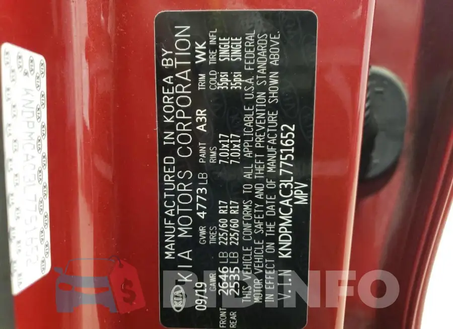 KNDPMCAC3L7751652 Photo# 12