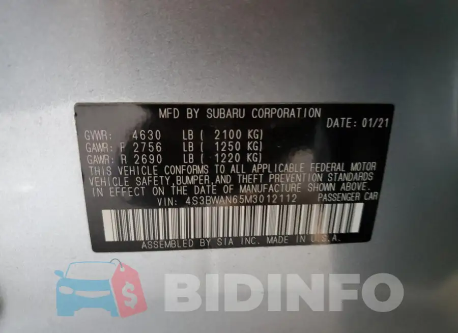 4S3BWAN65M3012112 Photo# 12