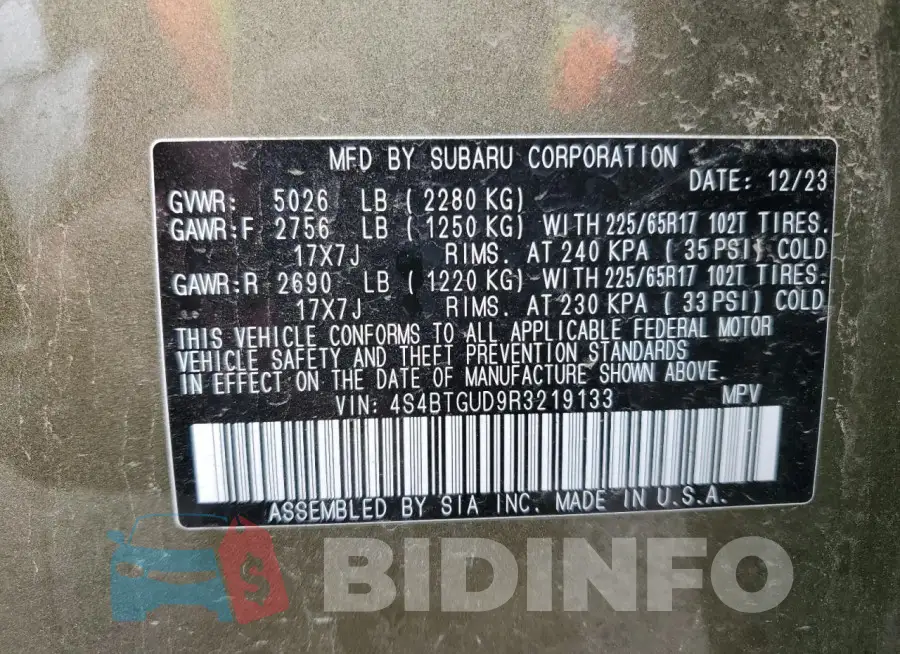 4S4BTGUD9R3219133 Photo# 12