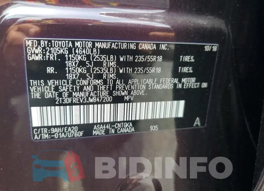 2T3DFREV3JW847200 Photo# 13