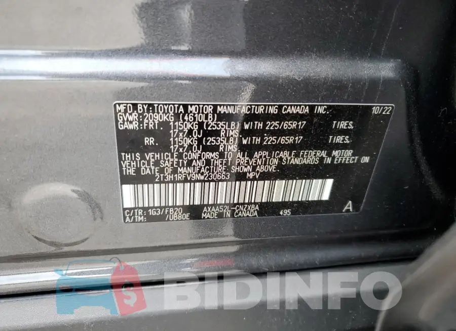 2T3H1RFV9NW230663 Photo# 14