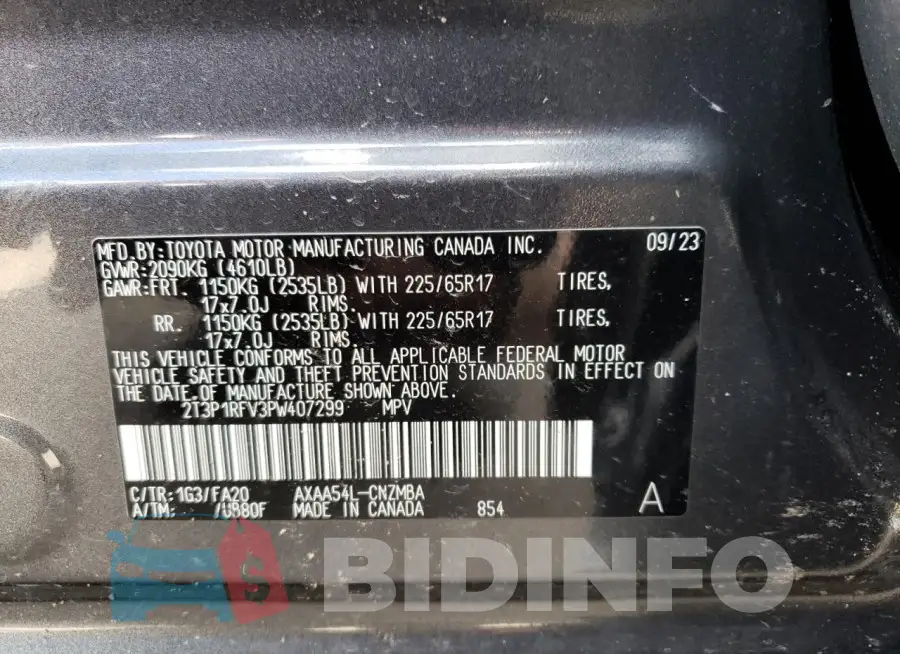 2T3P1RFV3PW407299 Photo# 12