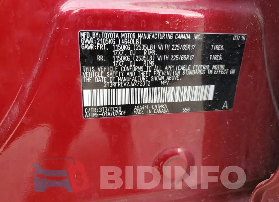 2T3RFREV2JW772012 Photo# 13
