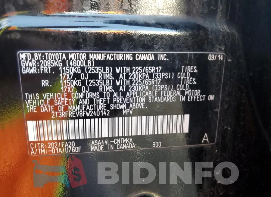 2T3RFREV8FW240142 Photo# 13