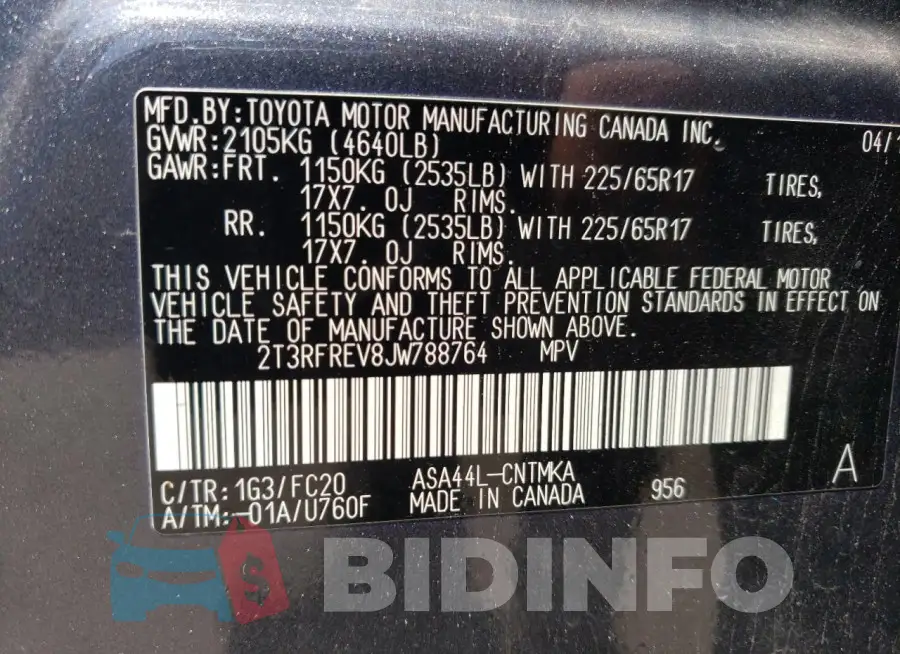 2T3RFREV8JW788764 Photo# 13