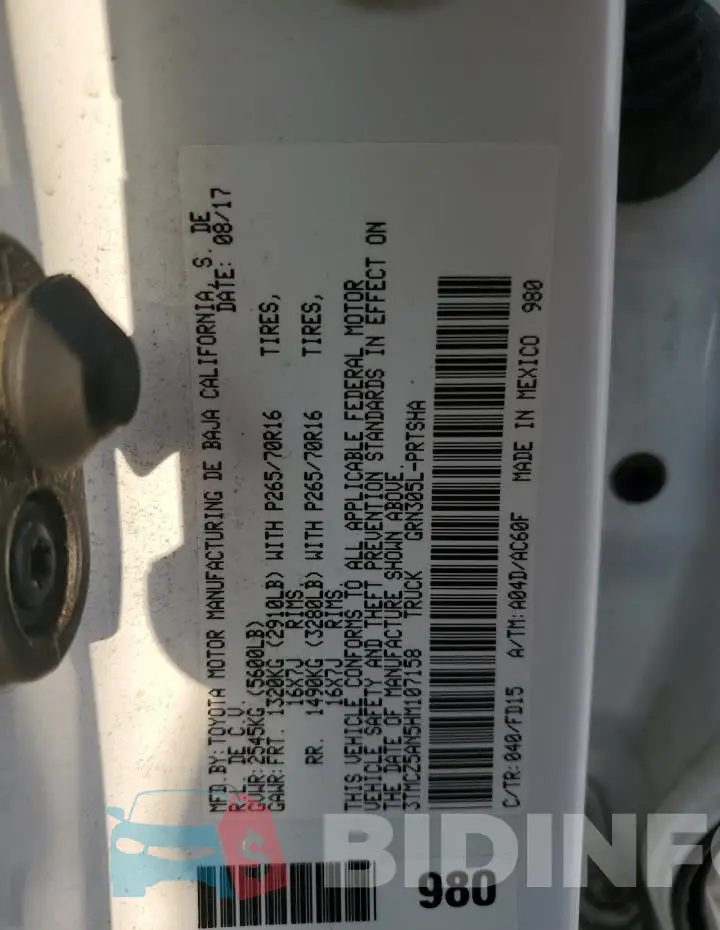 3TMCZ5AN5HM107158 Photo# 12
