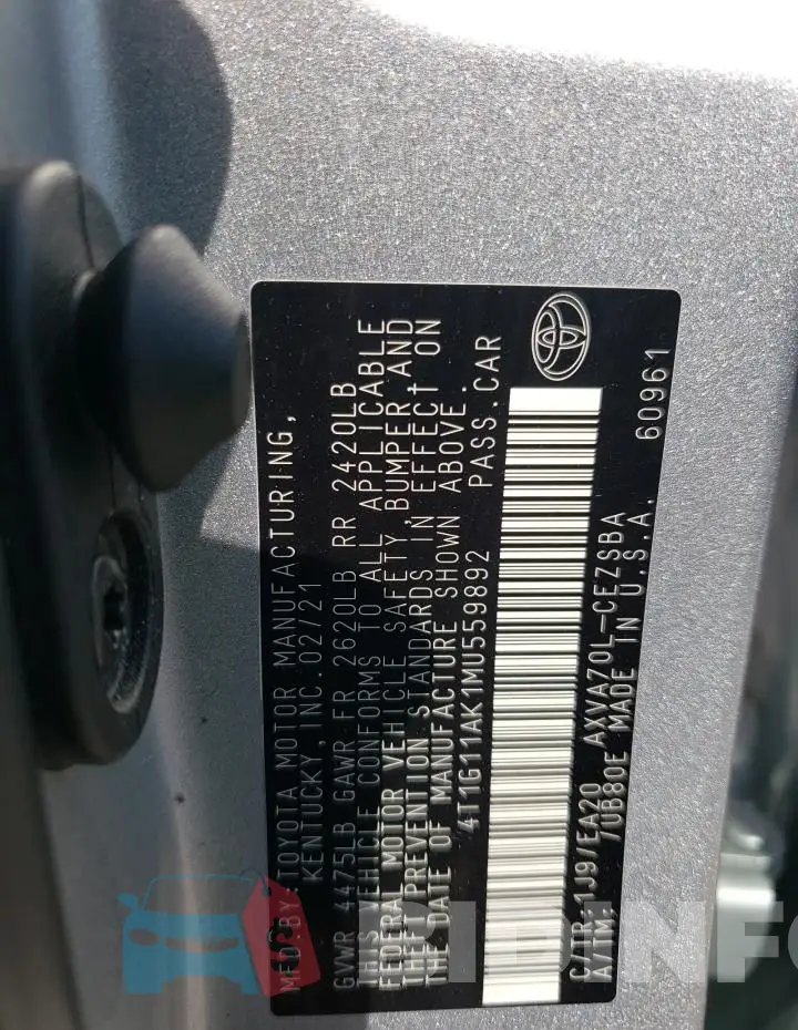 4T1G11AK1MU559892 Photo# 12