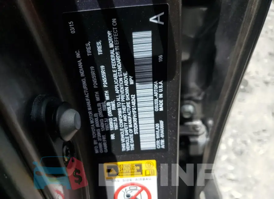 5TDDKRFH1FS148242 Photo# 13