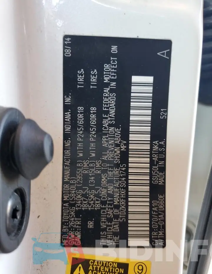5TDZKRFHXFS041745 Photo# 12