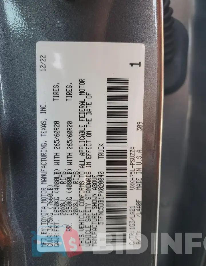 5TFNC5DB1PX020040 Photo# 13