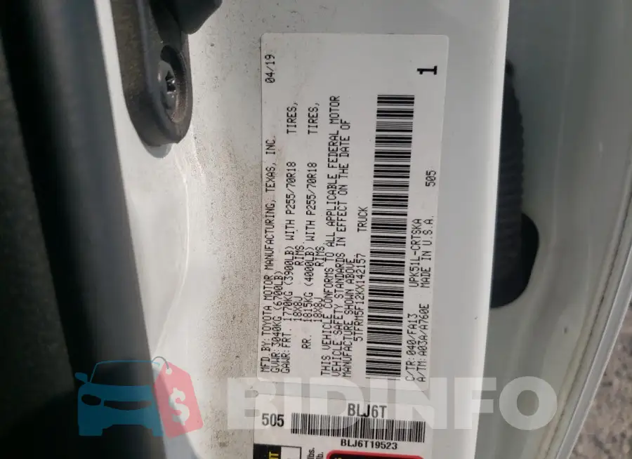 5TFRM5F12KX142157 Photo# 12