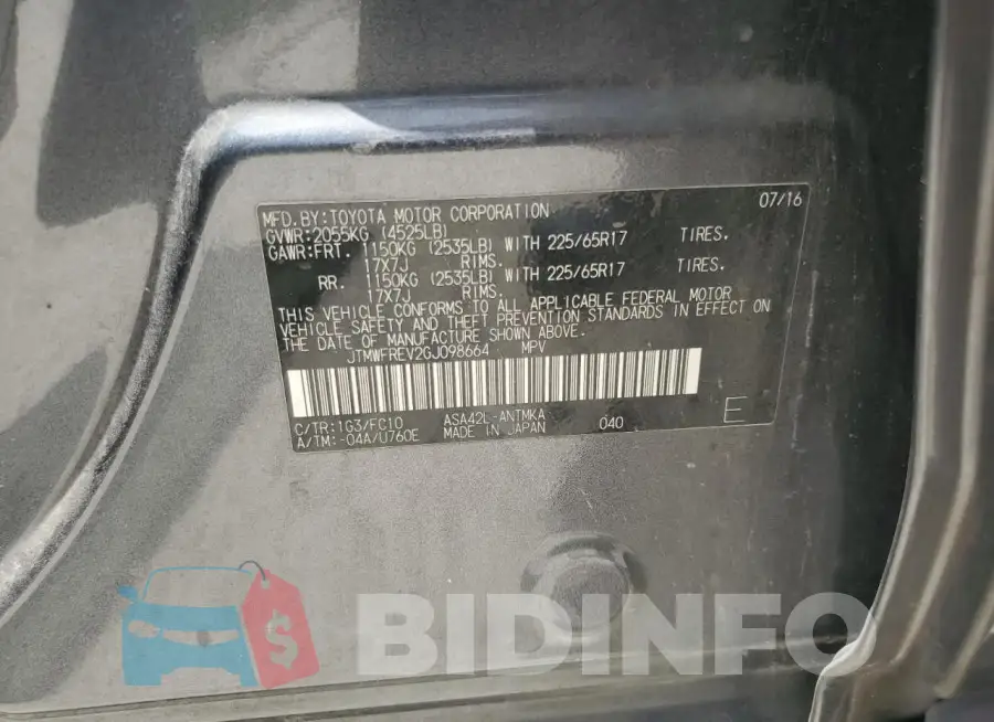 JTMWFREV2GJ098664 Photo# 14