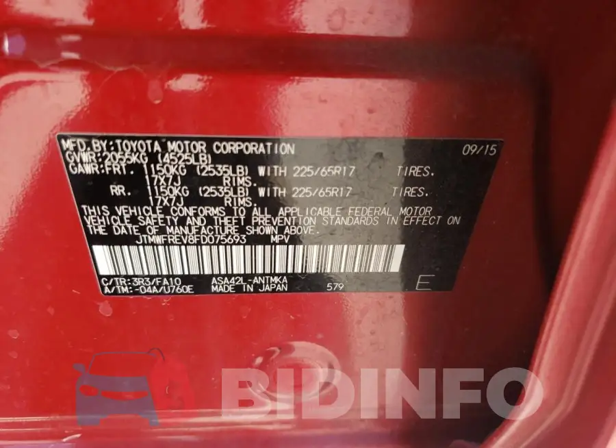 JTMWFREV8FD075693 Photo# 13