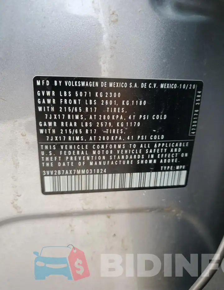 3VV2B7AX7MM031824 Photo# 13