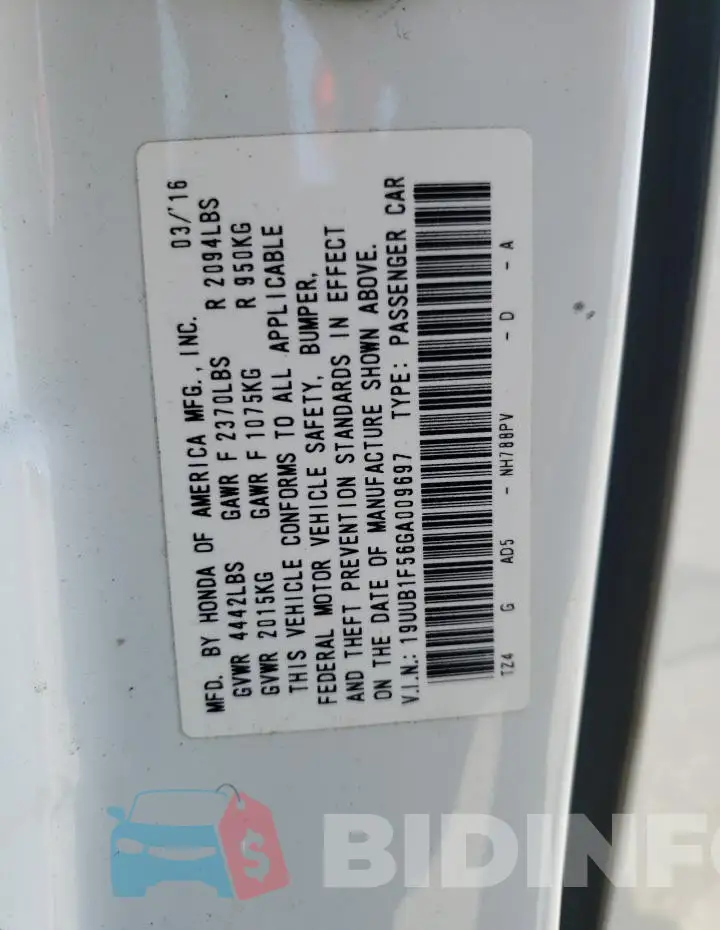 19UUB1F56GA009697 Photo# 12