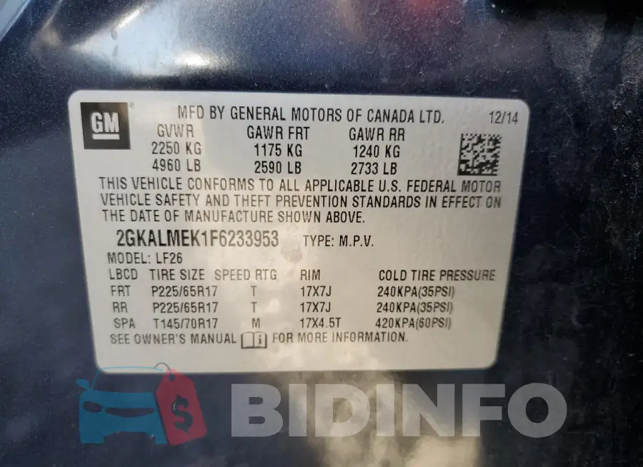 2GKALMEK1F6233953 Photo# 12