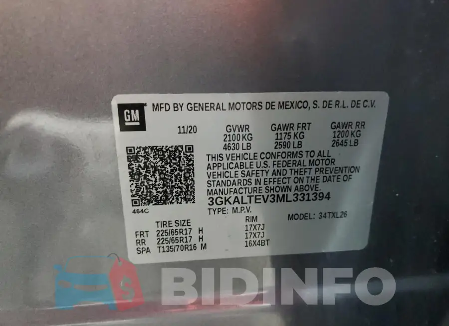 3GKALTEV3ML331394 Photo# 14