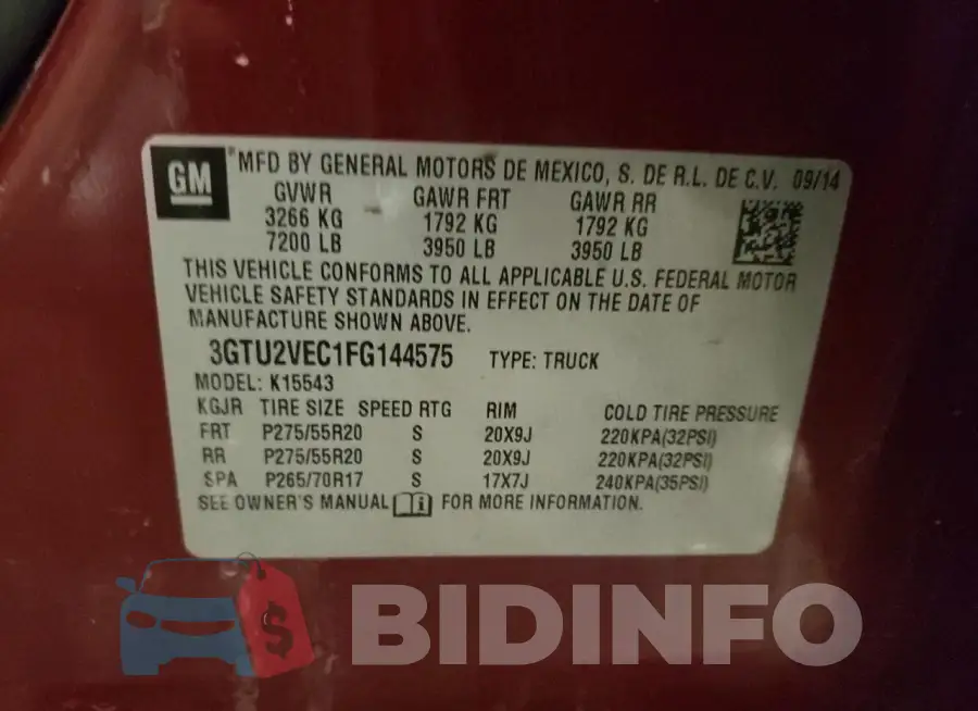 3GTU2VEC1FG144575 Photo# 12