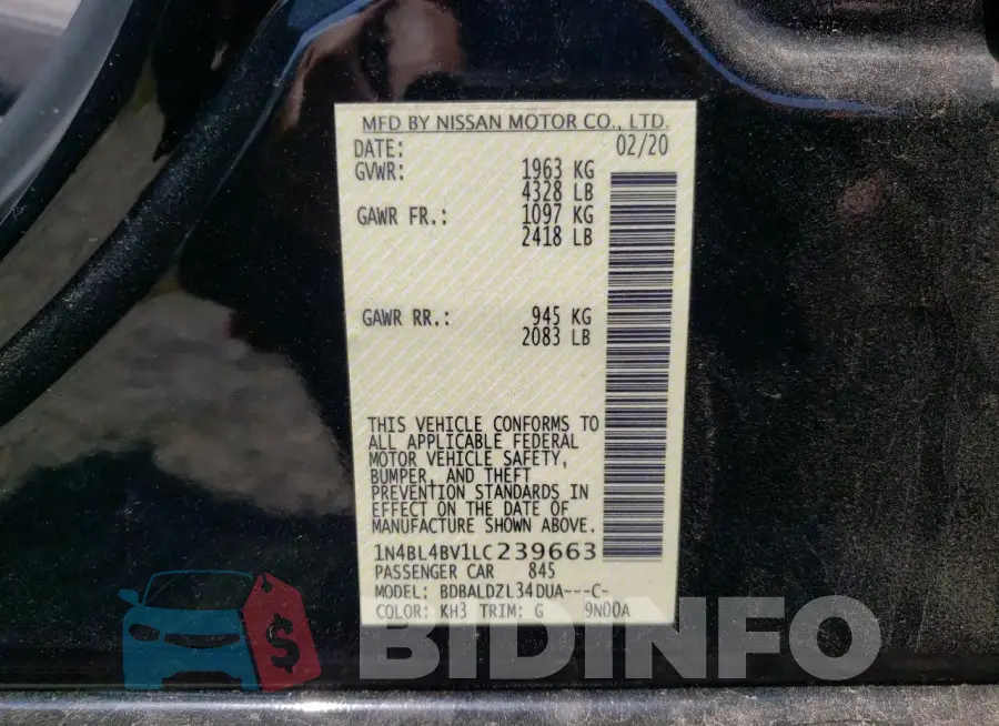 1N4BL4BV1LC239663 Photo# 12