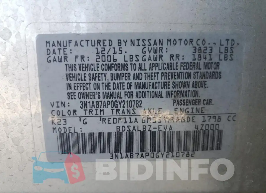 3N1AB7AP0GY210782 Photo# 13