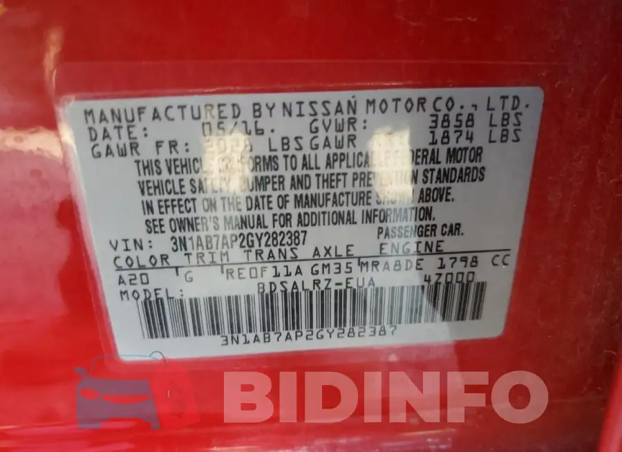 3N1AB7AP2GY282387 Photo# 12