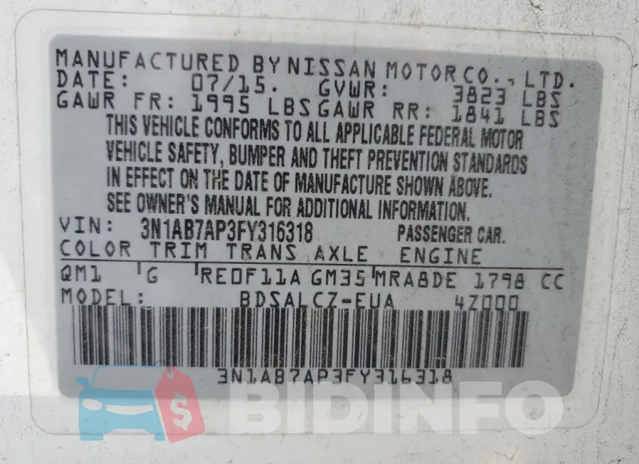 3N1AB7AP3FY316318 Photo# 12