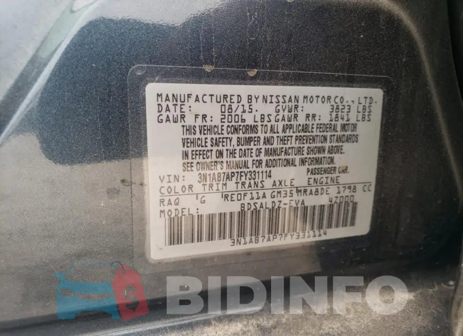 3N1AB7AP7FY331114 Photo# 13