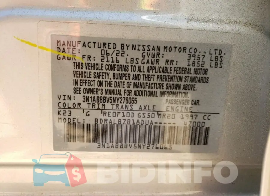 3N1AB8BV5NY276065 Photo# 12