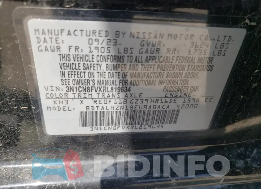 3N1CN8FVXRL819634 Photo# 13