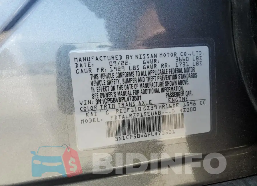 3N1CP5BV8PL473501 Photo# 13